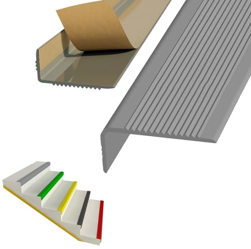 PVC Treppenkantenprofil Antirutsch-Profil, Elastischer Kantenschutz - Eckschutzprofil, Selbstklebend, Verdicktes Material, Einfach Zu Kleben, für Außen-und Innentreppen, Anti Rutsch Streifen Treppe(Gr
