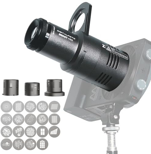 DF DIGITALFOTO Optischer Mini-Snoot-Projektor, Fotografie-Strahler-Befestigung mit Zhiyun/Ulanzi/Godox-Halterung, 33 Gobos, Magnetrahmen, kompatibel mit ZHIYUN CINEPEER CX100, Godox ML100Bi/ML60IIBi
