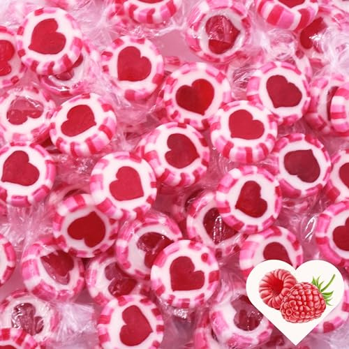 EinsSein Herzbonbons pink-rosa-weiß 1kg | Handgemachte Rocks Bonbons | Süßigkeiten & Gastgeschenke für Hochzeit Taufe Valentinstag Muttertag Kommunion | Essbare Tischdeko Großpackung