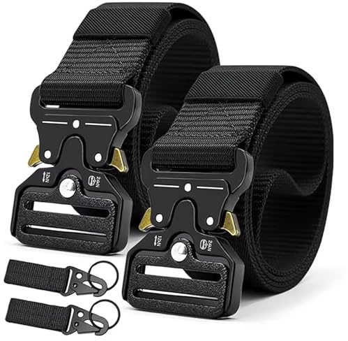 2 Ceintures Pour Hommes Militaire en Nylon Réglable Avec Ceinture Homme Tactique Qualité Avec Porte-clés Pour L'entraînement Militaire ou les Aventures de Camping en Plein air Ceinture Tactique Milita