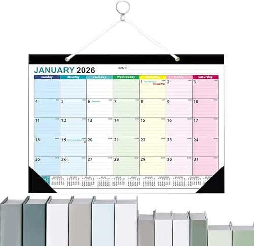Calendar 2026-2027, 18-Month Calendar, Wall Planning System, Tear-Off Pages, Premium Paper, 43x21x11cm, For Businesses Classroom Hotel Dormitory Home