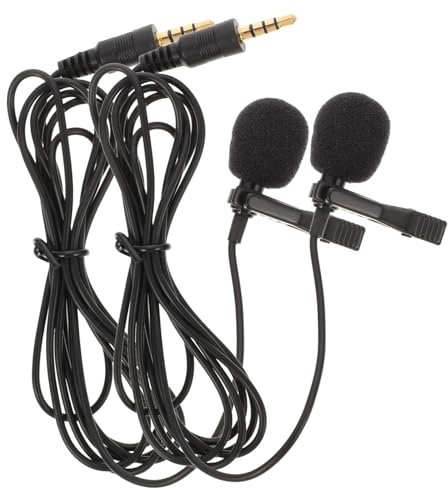 PRETYZOOM Micrófono de Solapa 2 Piezas 3,5 MM Ctia, Núcleo Antiinterferencias, Portátil, para Tablet y Portátil, Reuniones y Vídeo, Negro