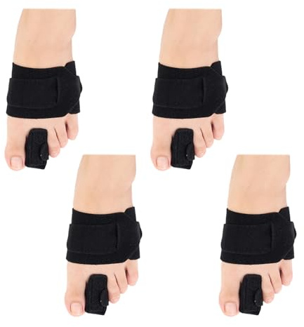 HEUIOP 4PCS Hammer Toe Straighteners for Men & Women, Adjustable Breathable Toe Corrector Straightener with Metal Support Plate, Suitable for Broken Toes Support, Proper Toes Alignment (Black)