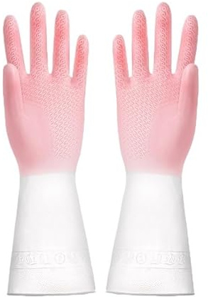 gummihandskar, Silikondiskhandskar, skrubbsvampar, diskhandskar, rengöringsverktyg Diskhandskar(Pink Size M)