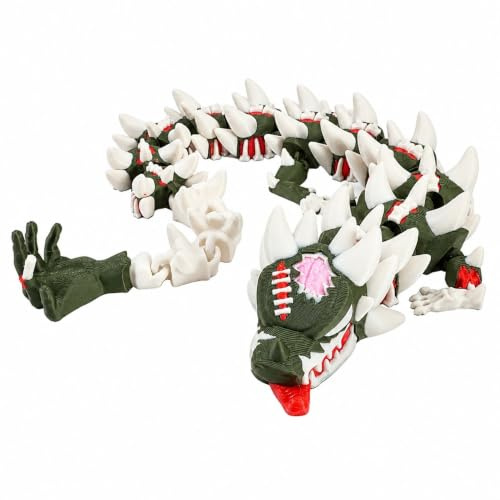 3D-utskriven ledad drakefigur, lång rörlig fantasivarelsemodell med flexibla leder, udda skrivbordsdekor för hyllkontor, samlarpresent för drakeälskare