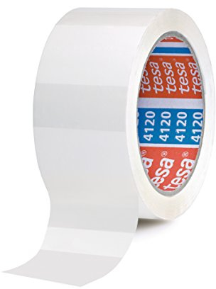 tesa 4120 PVC Paketklebeband - 66 m x 50 mm - Weiß - 6 Rollen | Vielseitiges Packband für mittelschwere Pakete - Klebeband für geräuscharmes Abrollen