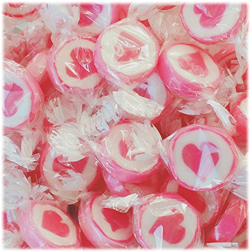 Herzbonbons zu Hochzeit Taufe Kommunion 500g Großpackung - handgewickelte Rocks-Bonbons mit Herz - Tischdeko, Nascherei, Gastgeschenke zur Hochzeit, Deko, Süßigkeiten - in Pink