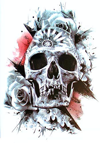 EROSPA® Tattoo-Bogen temporär - Totenkopf Schädel Rosen