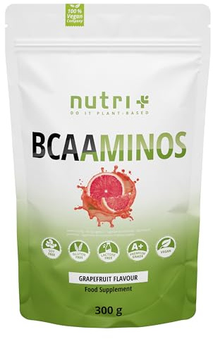 BCAA Pulver Grapefruit - Aminosäuren Complex hochdosiert - BCAAminos Instant Powder vegan - Aminosäure-Pulver - 2:1:1 L-Leucin L-Isoleucin L-Valin 300 g Aminosäurekomplex