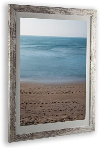 Bilderrahmen Monzetta Puzzlerahmen 48x64 Vintage Weiss Shabby Chic Treibholz Look 64x48 cm Antireflex Kunstglas