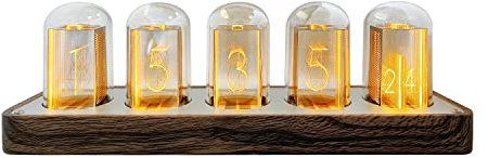 Lonyiabbi Nixie - Orologio a tubo elettronico a LED, in stile retrò, moderno, in legno, alimentato tramite USB, decorazione per la casa, regalo
