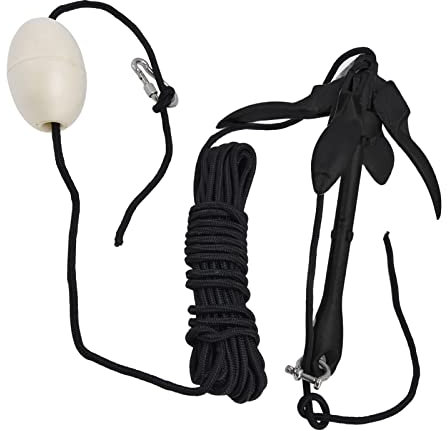 Bootsanker, PVC-Marker, Boje Grapnel Anker, Karbonstahl, 1,5 kg für Schiff, Schwarz (Karbonstahl))