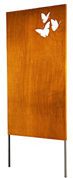 Home Deluxe - Sichtschutz Butterfly - 180 x 100 cm - wetterbeständig, edle Rostoptik I Rostschild, Gartenstecker, Roststecker