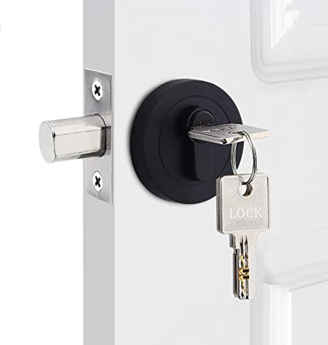 Qrity Catenaccio a Cilindro Singolo, Serratura a Catenaccio Tondo con Chiavi, Lega di Zinco, Serratura Della Porta Senza Maniglie, Serratura Invisibile per Porta D'ingresso, Porta di Passaggio
