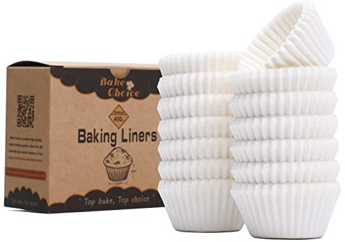Caissette Muffins Papier Mini,400 pièces Blanc,Caissettes Cupcake,Parchemin & Résistant à la Graisse,La fête,Mini Taille (Diamètre du fond 3,5 cm)