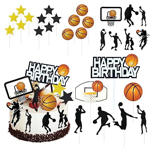 29-delars basketkakinsats-set, födelsedagstårta dekoration, cupcake-insatser, bakade dessertflaggor, lämpliga för födelsedagskalas, baskettemafester