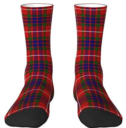 Oudrspo Fraser Tartan Rot Blau Grün Lila Karierte Herren- und Damen-Crew-Socken, Tartan-Plaid-Neuheit, modische, lässige Crew-Röhrensocken, athletische Sport-Kleidersocken