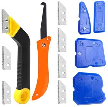 Changyeah Lot de 13 grattoirs Joints pour enlever le mortier avec 7 lames de rechange, grattoir pour enlever le mortier, pour le nettoyage des carreaux de sol de mur de salle