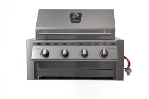 Einbau Gasgrill Hermann XL - Deluxe Edelstahl Einbaugrill mit Einfassung, Deckel und Fettwanne mit Frontauszug für Outdoor Küche Grillküche – 4x5kW Brenner – Made in Germany