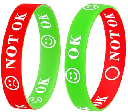 Gemi Silicone Wristbands, Rubber Wristbands for Children Adults, Mental Health Bracelet Set of 2, Non Verbal Communication Aids, Wrist Bands for Kids, Anger Management Toys Favours School Supplies