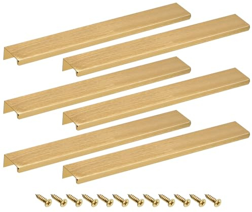 QUARKZMAN 6 Stück Schrankgriffe, 300mm Möbelgriffe Griffe für Küchenschränke, Schubladengriffe für Schubladen, Küchengriffe Türgriffefür Schubladen und Schrank - Gold