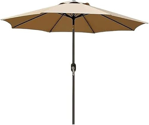 Ombrellone Tondo da Giardino Parasole per Balcone Inclinabile, Apertura a Manovella, Anti-UV e Impermeabile, con Air Vent per Mare, Spiaggia, Piscina e Terrazzo, 2,7 m Colore Beige.