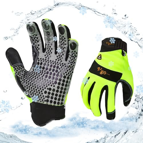 Vgo... 1Paar 0℃/32°F Winter Kunstleder Arbeitshandschuhe, Kaltes Wetter Wasserdicht Sicherheit Arbeitshandschuhe, Kühllager oder Gefrierschrank verwenden, warme Polarfleece-Futter(SL7895FLWP)