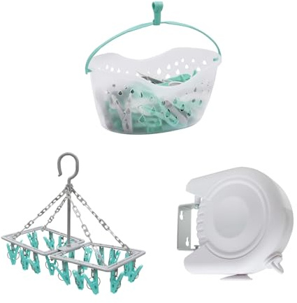 JVL Laundry Bundle Including Peg Basket, Sock Dryer and Clothes Line