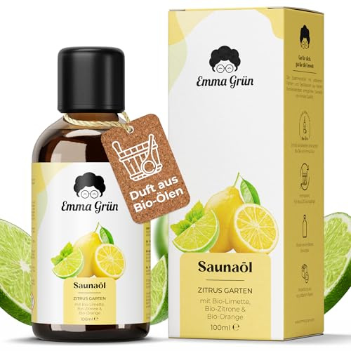 Emma Grün® Saunaaufguss Bio 100ml [MIT ZITRUSÖLEN] - Sauna Aufgussmittel mit Orange, Zitrone & Limette - Saunaöl Bio Ätherische Öle Naturrein - Citrus Saunaduft Aufguss Fruchtig & Frisch