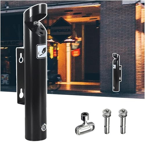 YUZDNM Wandaschenbecher Für Draußen - Outdoor Zigarettenrußsäule - Aschenbecher Aus Gebürstetem Edelstahl Zur Wandmontage Für Den Außenbereich, Zylinderförmiger Aschenbecher Für Büro Und Bar(Black)
