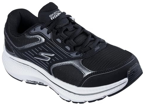 Skechers dam Go Run Consistent 2.0Sneaker, Svart läder vit trim metallisk trim, 38 EU