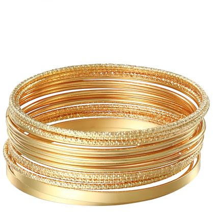 JJJDreams 20 Stück Graviert Legierung Armreifen für Frauen, Armband-Set,Plattiert Stacking Armreifen