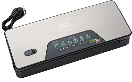 LEM Products MaxVac 100 Vacuum Sealer Machine, Compact Food Vacuum Sealer for Freezer Storage, Includes Bag Roll Holder, Bag Roll