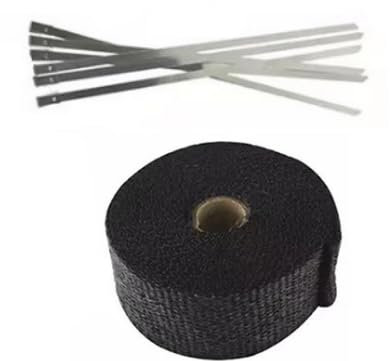 Bande Thermique Echappement,Ruban Isolant Thermique,25MM Titanium Magma Bande Isolant Thermique Céramique 5M + 6 Attaches de Câble en Acier Inoxydable,Isolant Thermique,Scotch Isolant Thermique