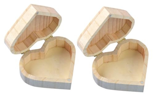 WOFASHPURET 2Er-Box Holzkasten herzförmige Ringetuis Mini Handschmuck -Schmuckkästchen aufbewahrungsdose storage boxes Aufbewahrungsbehälter für Halsketten zarte Ringetuis Eisen