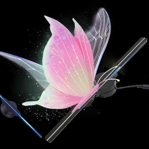 3D Hologram LED Fan Projector, 3D Holographic Christmas Tree, 3D Hologram Fan Customised Images for Shop, Bar, Halloween, Party Advertising Display,2PCS