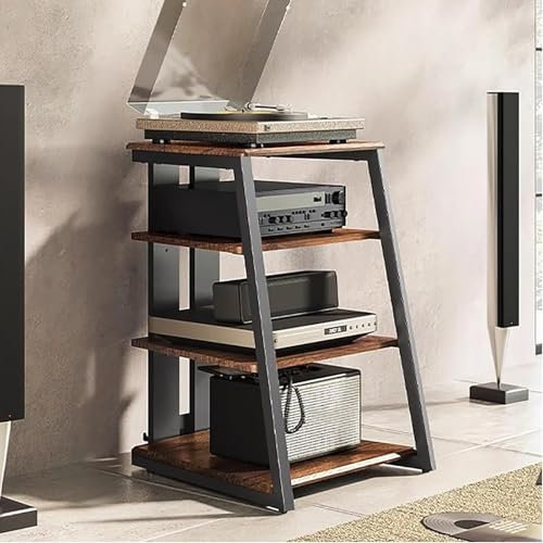 SaryEdge Stand Adjustable Receiver Storage Display Shelf, Amplifier Av Media Stand Cabinet for Audio Speaker, Video Components Media Console, End Table(