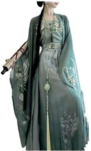Green Hanfu Dress Women Chinese Traditional Vintage Hanfu Halloween Cosplay Costume Hanfu (M fit for weight 105.82-165.34 lbs)