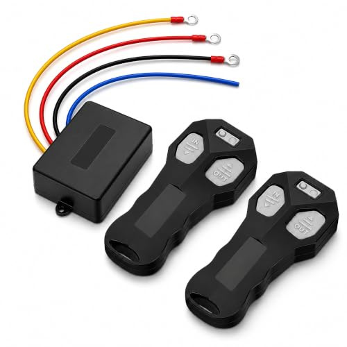 WODHMIEY Universelle Drahtlose Seilwindensteuerung Dual Controller Funkgesteuerter Schalter 12V-24V RF Fernbedienung 30m Reichweite Kompatibel mit Warn Ramsey Superwinch Smittybilt Gorilla Bulldog