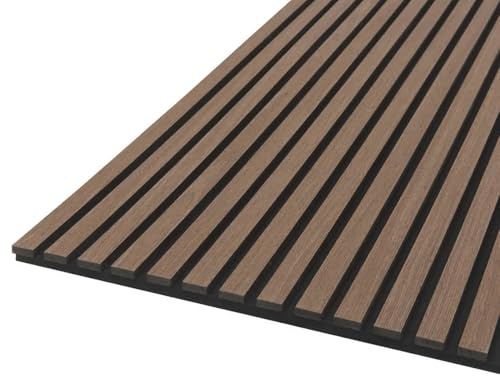 Slat Acoustic Wall Panels - Wood Panels for Walls - Soundproof 3D Wall Panels/Cladding - Decorative & Sound Absorbing Acoustic Panels Slatted Wooden Slats Wall Panel (Walnut, Pack of 3)
