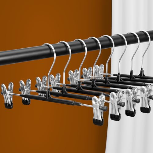 SOULNAMAN Pants Hangers with Clips, 20 Pack 11.6 inch Heavy Duty Metal Hangers, Adjustable Skirt Hangers for Women, Space Saving Non-Slip for Pants,Socks,Jeans and Skirts