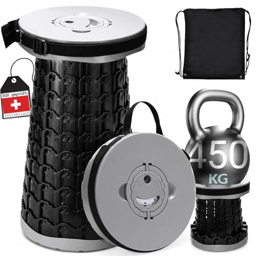 COOLYNX Tabouret Pliant Portable Mini télescopique, Hocker Pliant épaissi amélioré, Capacité de Charge 450 kg, Tabouret Pliant léger, Idéal pour Le Camping, la pêche, la randonnée