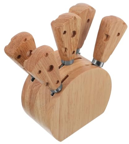 Mikinona Set Couteaux à Fromage Inox avec Manches Trancheur Beurre Couteaux à Fourchettes et Support pour Apéritives et Plateaux de Charcuterie Ustensiles Résistants et Rangement Compact