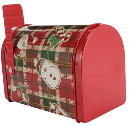DECORNIJIA Caja de Hojalata con Forma de Buzón Navidad Caja Creativa para y Galletas Almacenamiento Práctico y Decoración Festiva Volumen Adecuado para Snacks