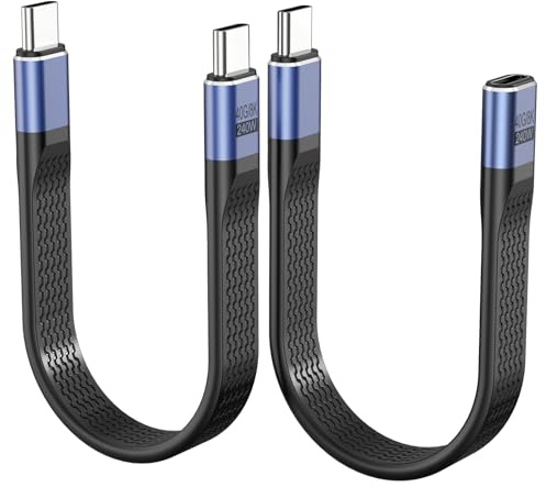 OFFCUP Câble USB C Court, 2pcs 240W Type C Mâle Vers Mâle/Femelle 40Gbps Charge Rapide Transfert de Données Câble Souple FPC Mini-USB pour Téléphone Portable Smartphone Tablette Appareil