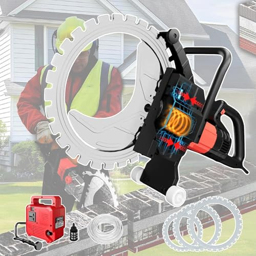 Electric Ring Saw Wall Chaser, 3300 RPM Concrete Cutting Machine with Water Cooling and Diamond Blade for Construction and Renovations, 410/520/600mm Depth
