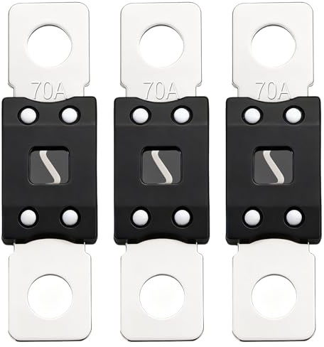 Weasch 32V 70A MEGA/AMG Fuse, High Current Bolt Mount Automotive | 70 Amp for Cars, Trucks, Construction Vehicles, Buses, Caravans Cars, Boats, 3 Pack, replacement MEGA AMG fuse