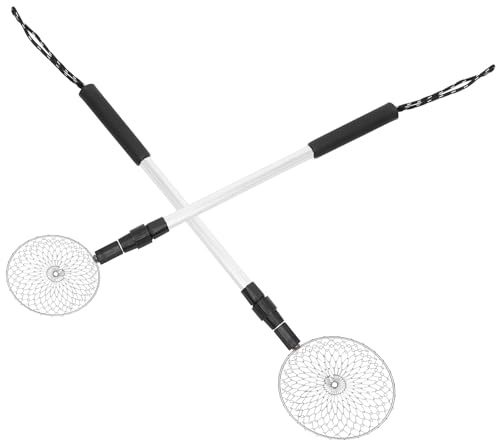 Hohopeti 2pcs Telescopic Beach Sand Sifter with Removable Stainless Steel Scoop Heads Shell Scooper and Sand Filter Tools for Summer and Shell Collecting