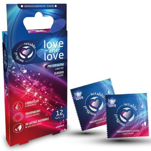 doyouerotic - Preservativi Classici Setablu Love After Love 12 Pezzi In Lattice Naturale Lubrificati Trasparenti Dermatologicamente Testati Comfort e Sicurezza per Rapporti Protetti