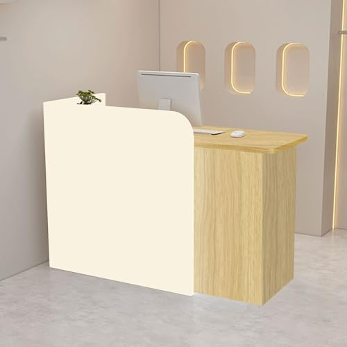 Bancone Reception Moderno In Legno Con Cassetti E Spazio Di Armadietto, 60-200cm Cassa Banco Negozio, Accoglienza Per Salone Di Bellezza, Hotel, Ufficio E Sale Aziendali, Dimensioni E Colori A Scelta